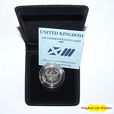 1986 Silver Uncirculated £2 Coin - Commonwealth Games - Click Image to Close